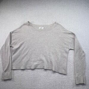 OFFLINE Women's Cream Waffle Knit Cropped Sweater‎ Long Sleeve Cozy Comfort